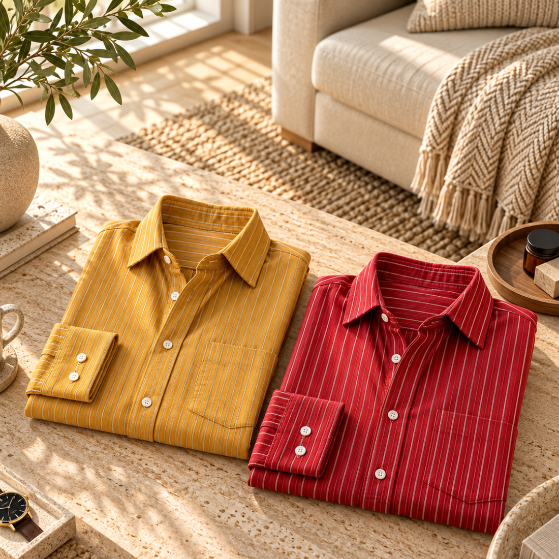 2 Pack Men’s Striped Shirts for Everyday Wear | SS-3