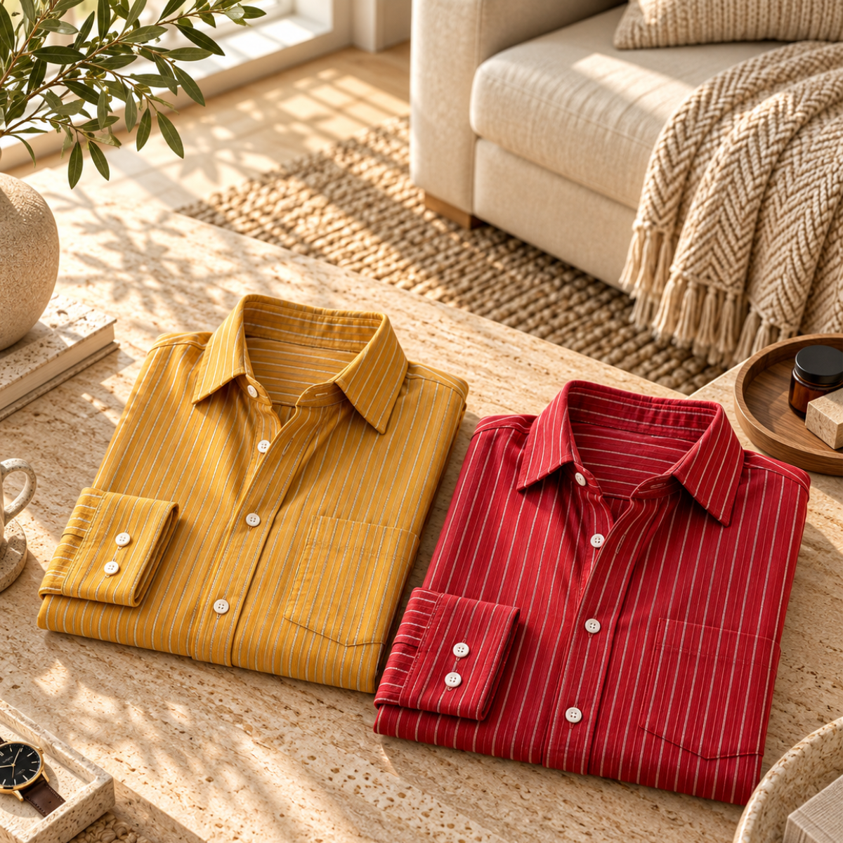 2 Pack Men’s Striped Shirts for Everyday Wear | SS-3