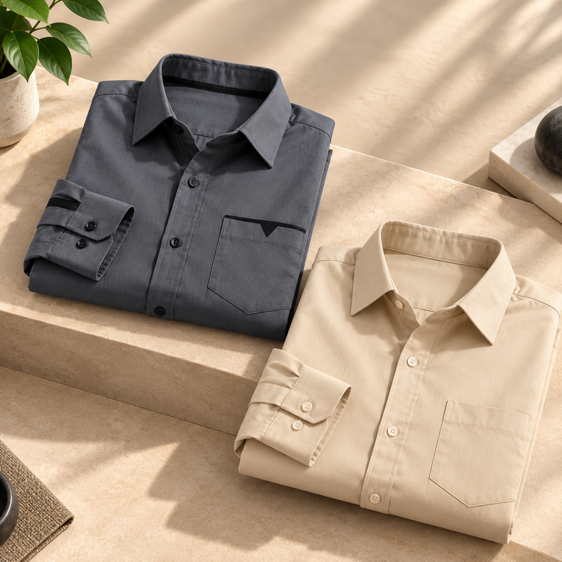 2 Pack Solid Shirts for Men ( S3 )