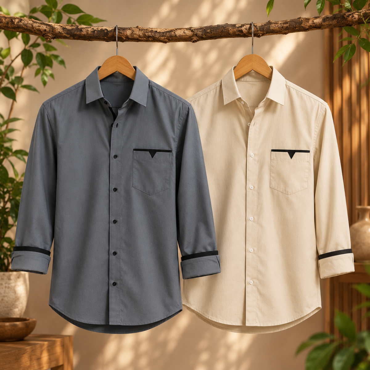 2 Pack Solid Shirts for Men ( S3 )