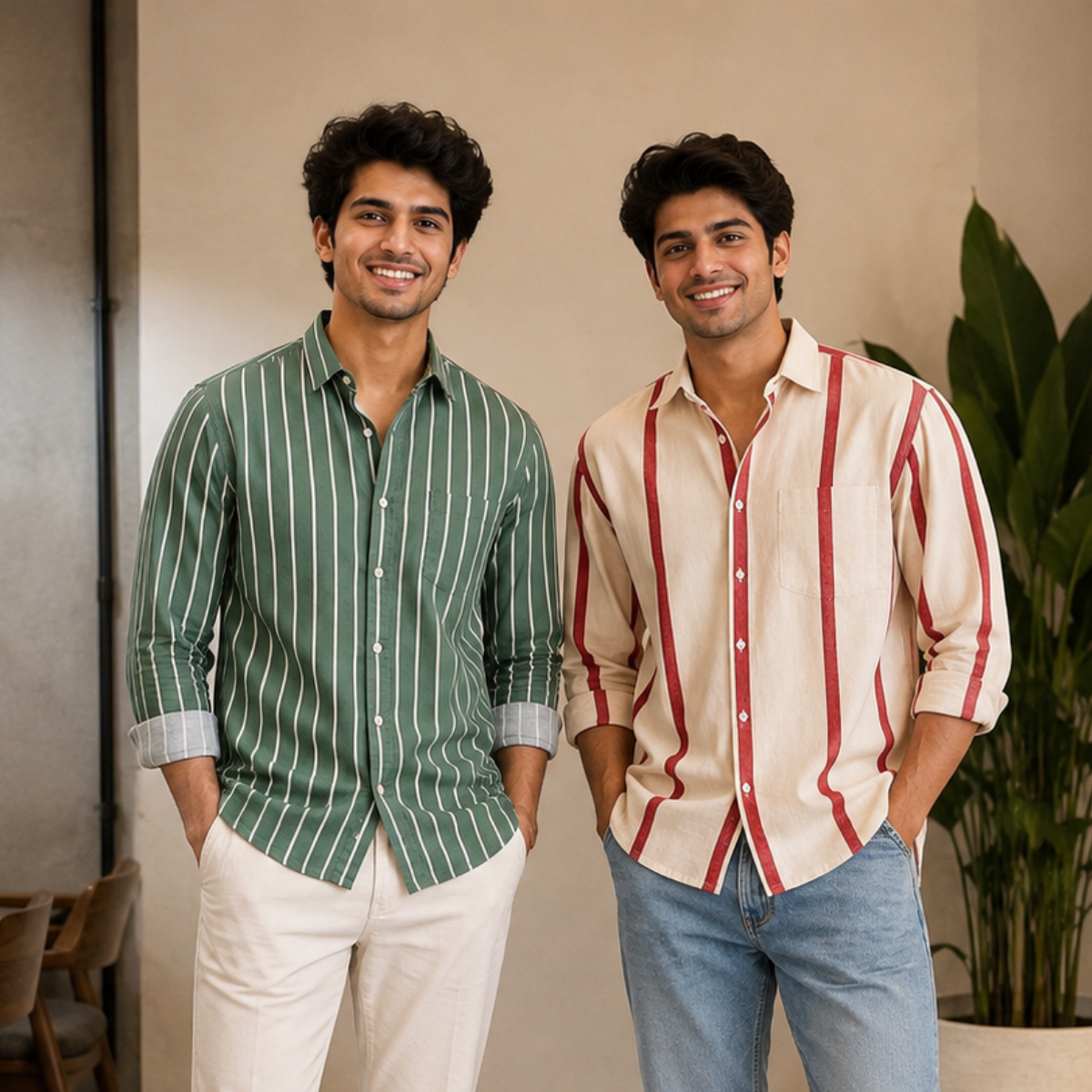 2 Pack Men’s Striped Shirts for Everyday Wear | SS-4