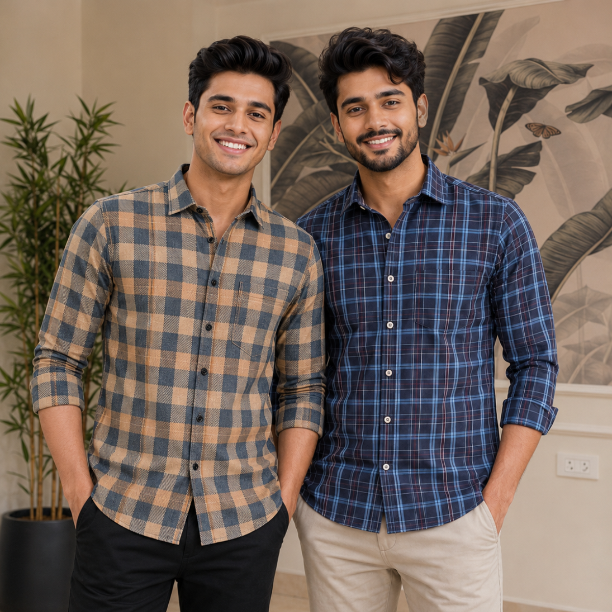 2 Pack Men’s Check Shirts | Smart Casual Look ( CS-4 )