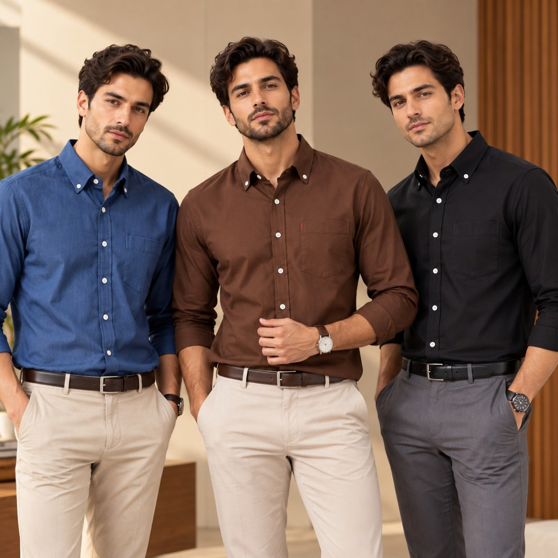 3 Pack Premium Solid Shirts for Men ( S4 )