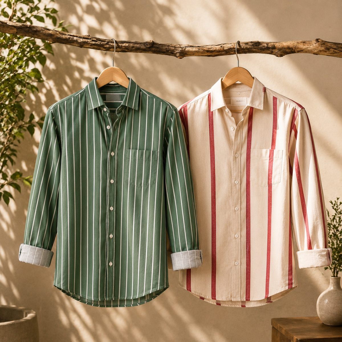 2 Pack Men’s Striped Shirts for Everyday Wear | SS-4