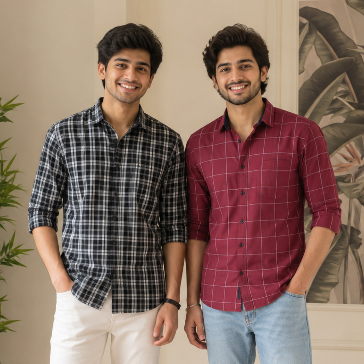 2 Pack Men’s Check Shirts | Smart Casual Look ( CS-5 )