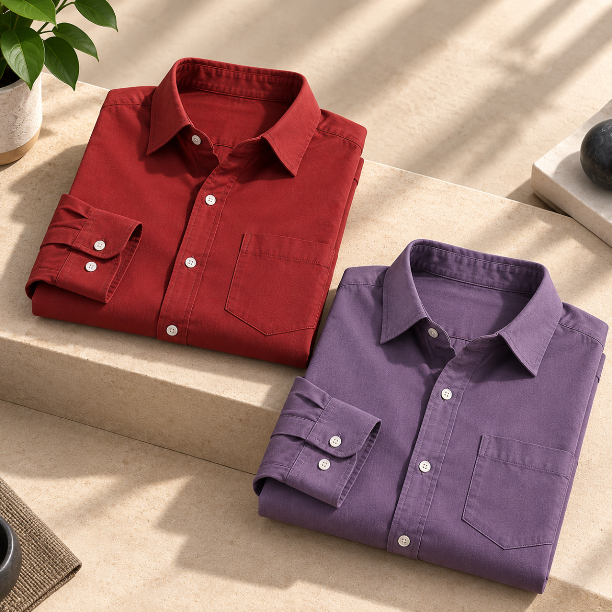 2 Pack Solid Shirts for Men ( S5 )