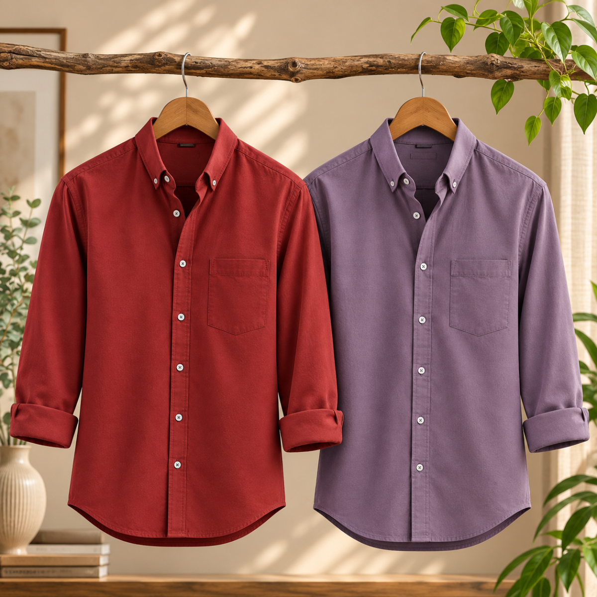 2 Pack Solid Shirts for Men ( S5 )
