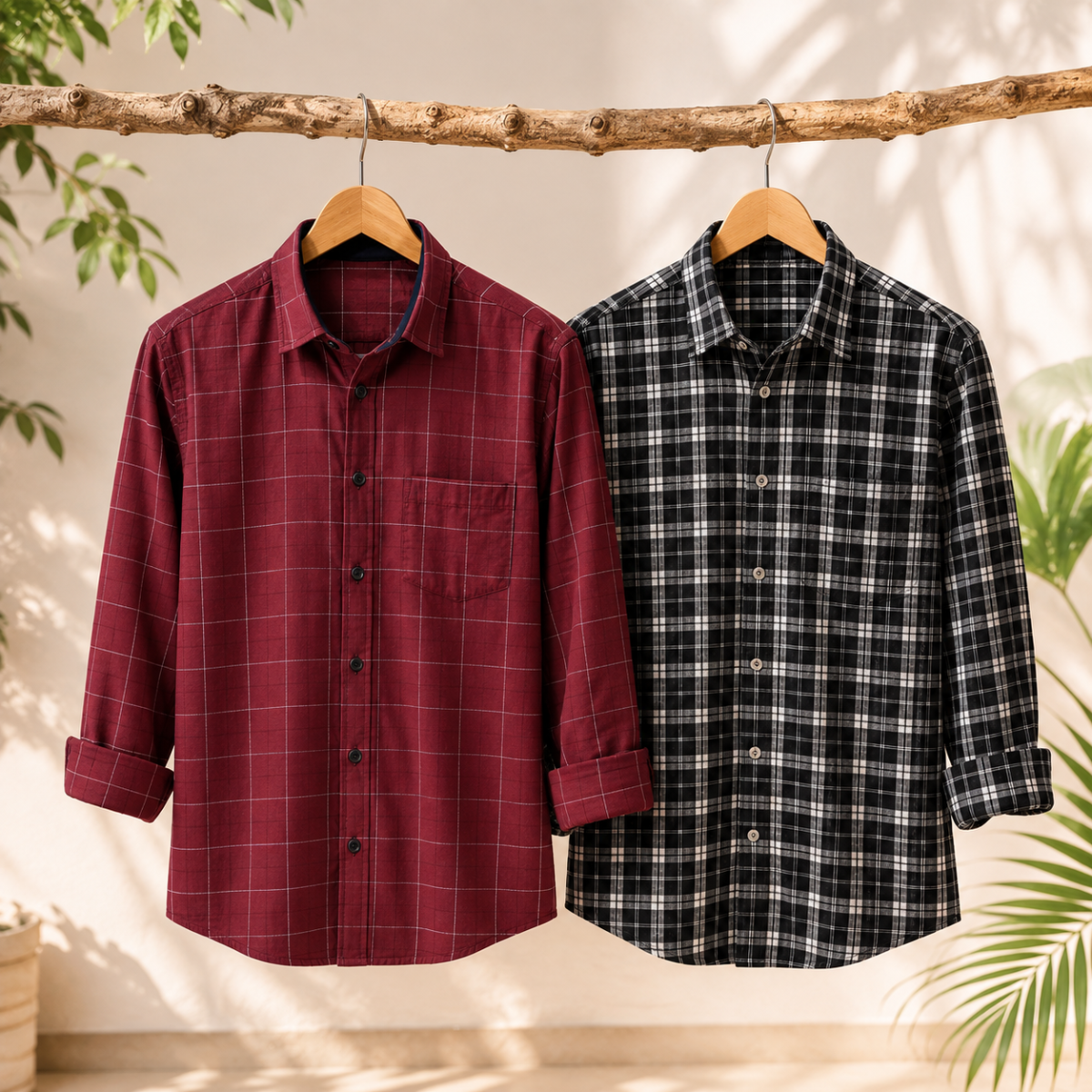 2 Pack Men’s Check Shirts | Smart Casual Look ( CS-5 )
