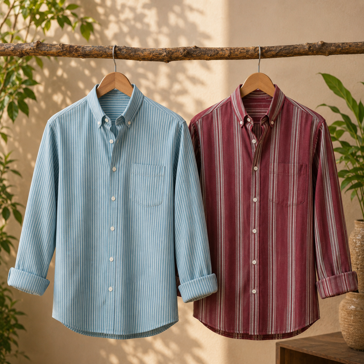2 Pack Men’s Striped Shirts for Everyday Wear | SS-5