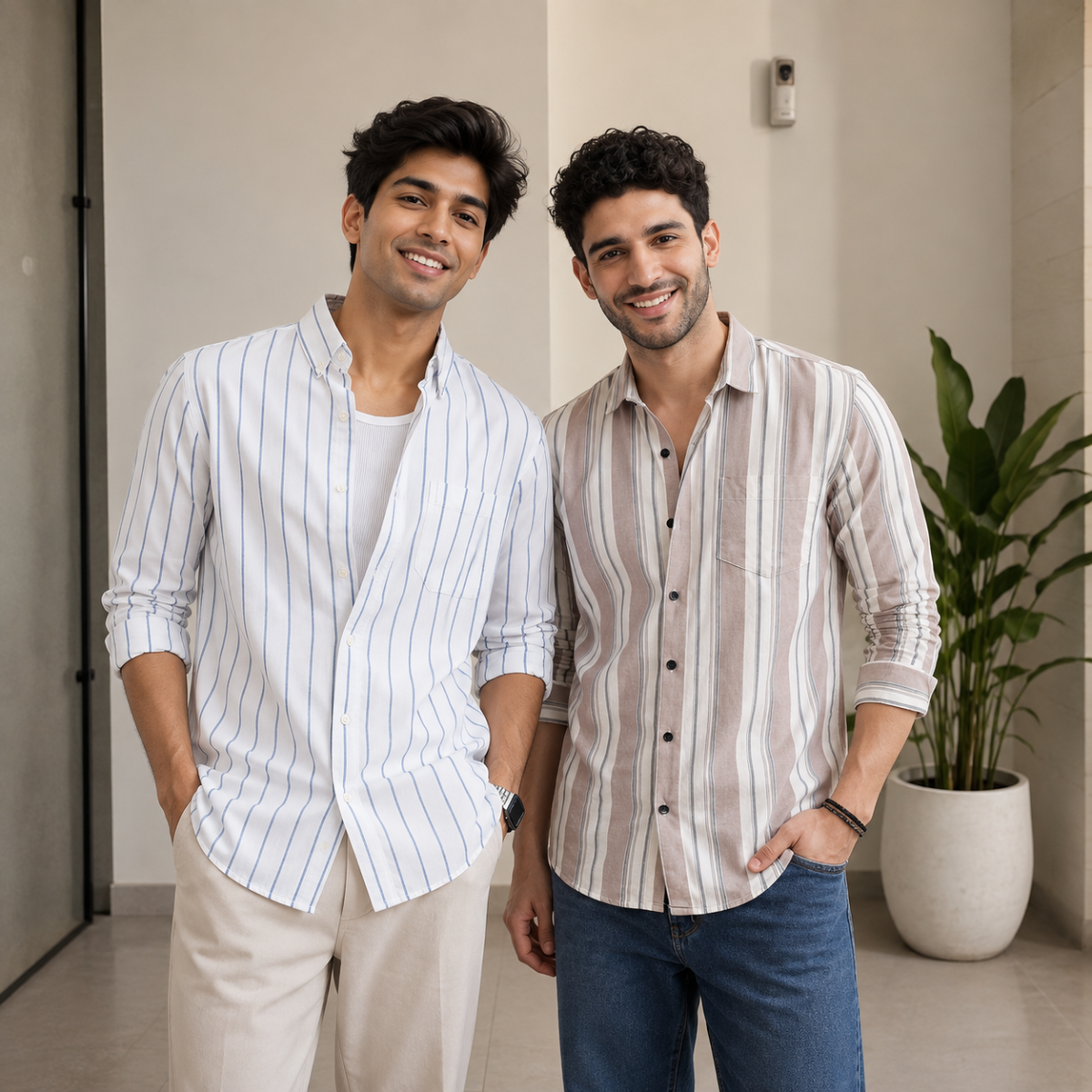 2 Pack Men’s Striped Shirts for Everyday Wear | SS-1
