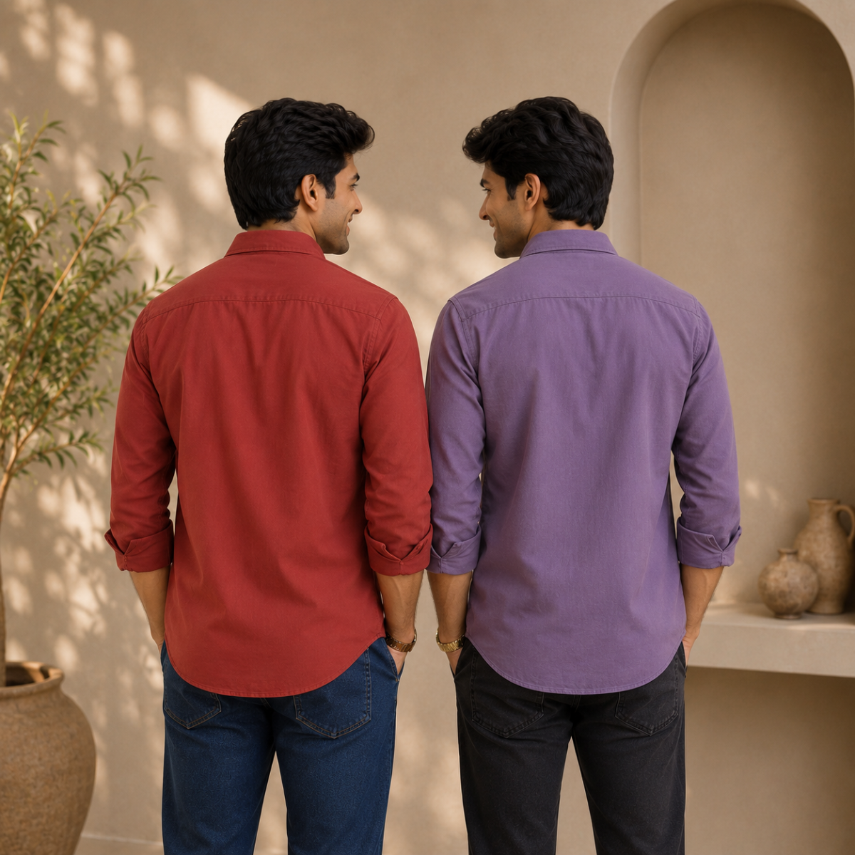 2 Pack Solid Shirts for Men ( S5 )