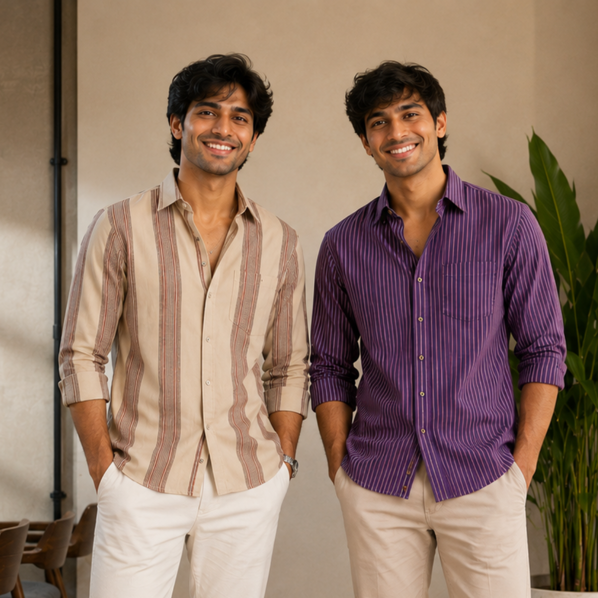 2 Pack Men’s Striped Shirts for Everyday Wear | SS-6