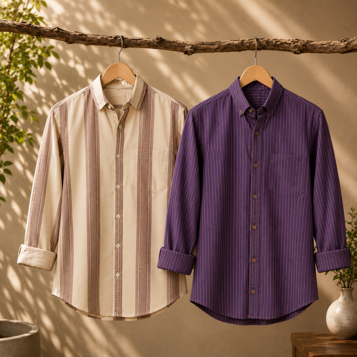 2 Pack Men’s Striped Shirts for Everyday Wear | SS-6