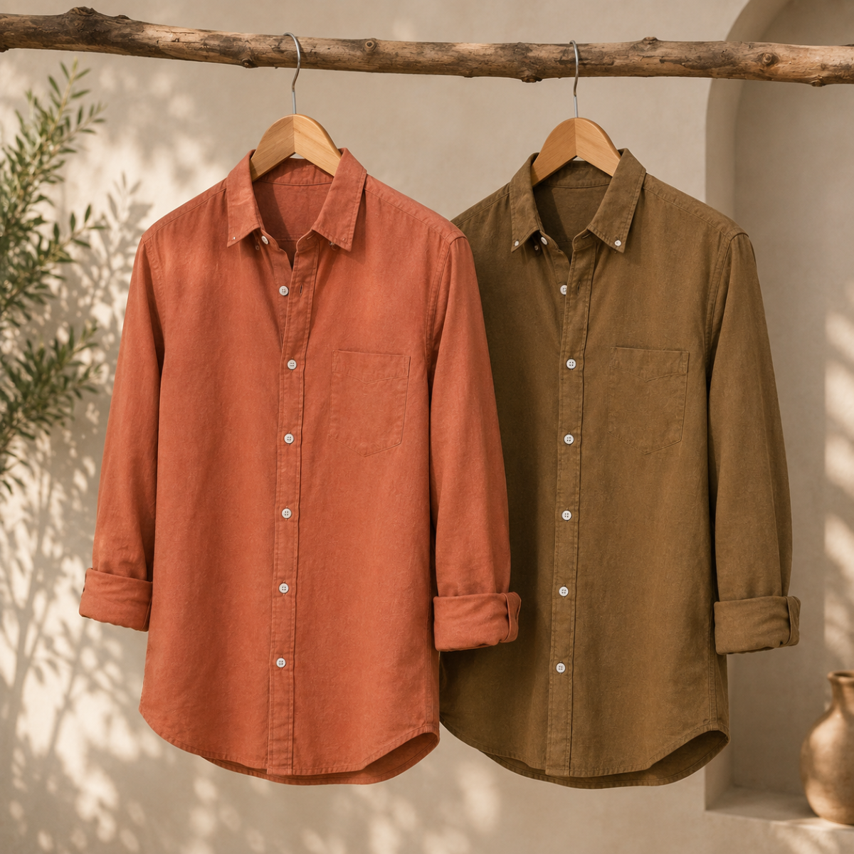 2 Pack Solid Shirts for Men ( S6 )