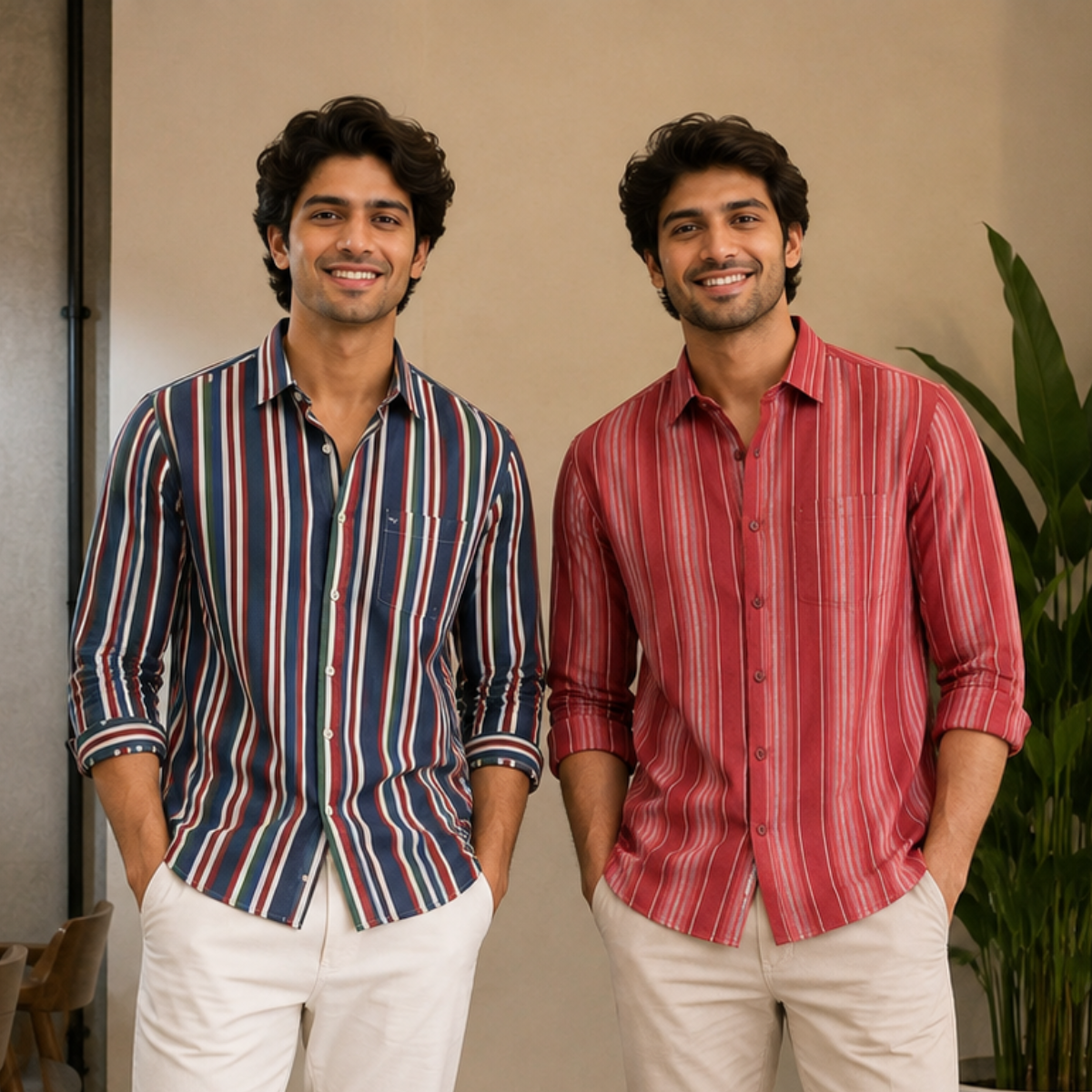 2 Pack Men’s Striped Shirts for Everyday Wear | SS-7