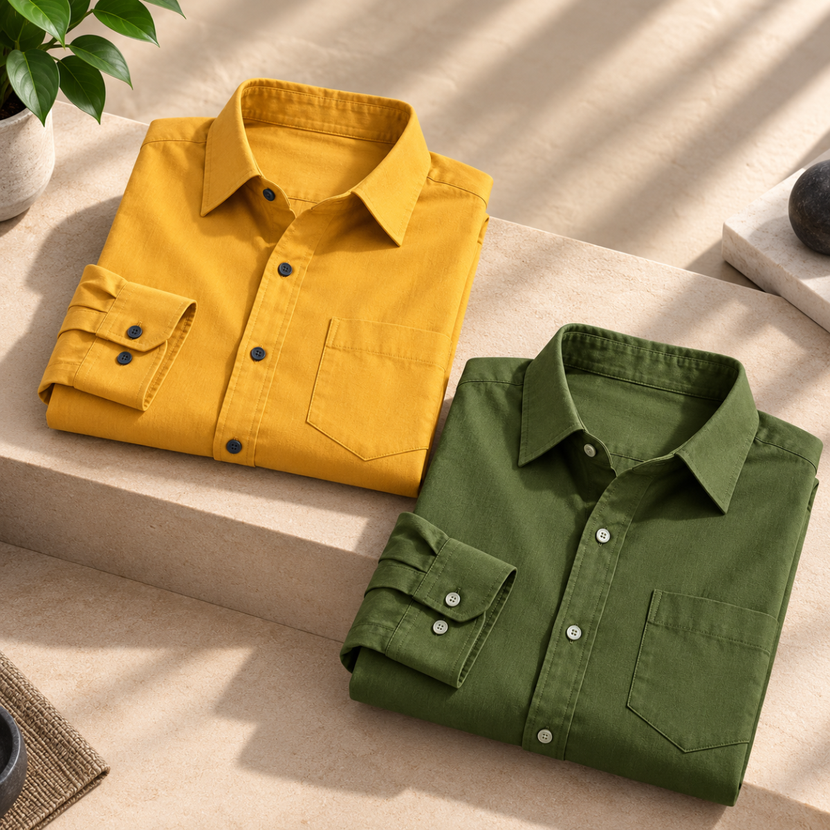 2 Pack Solid Shirts for Men ( S7 )