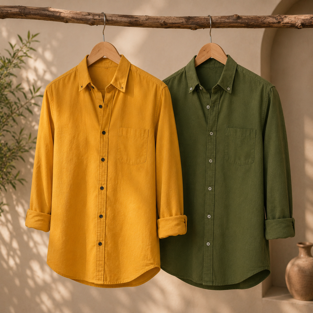 2 Pack Solid Shirts for Men ( S7 )