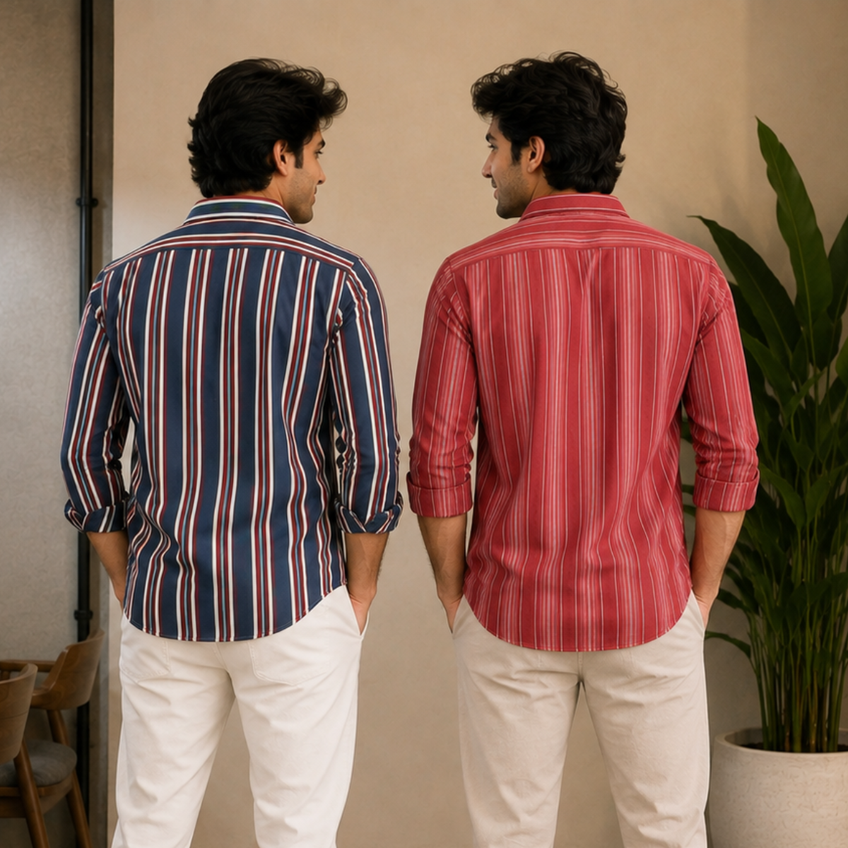 2 Pack Men’s Striped Shirts for Everyday Wear | SS-7