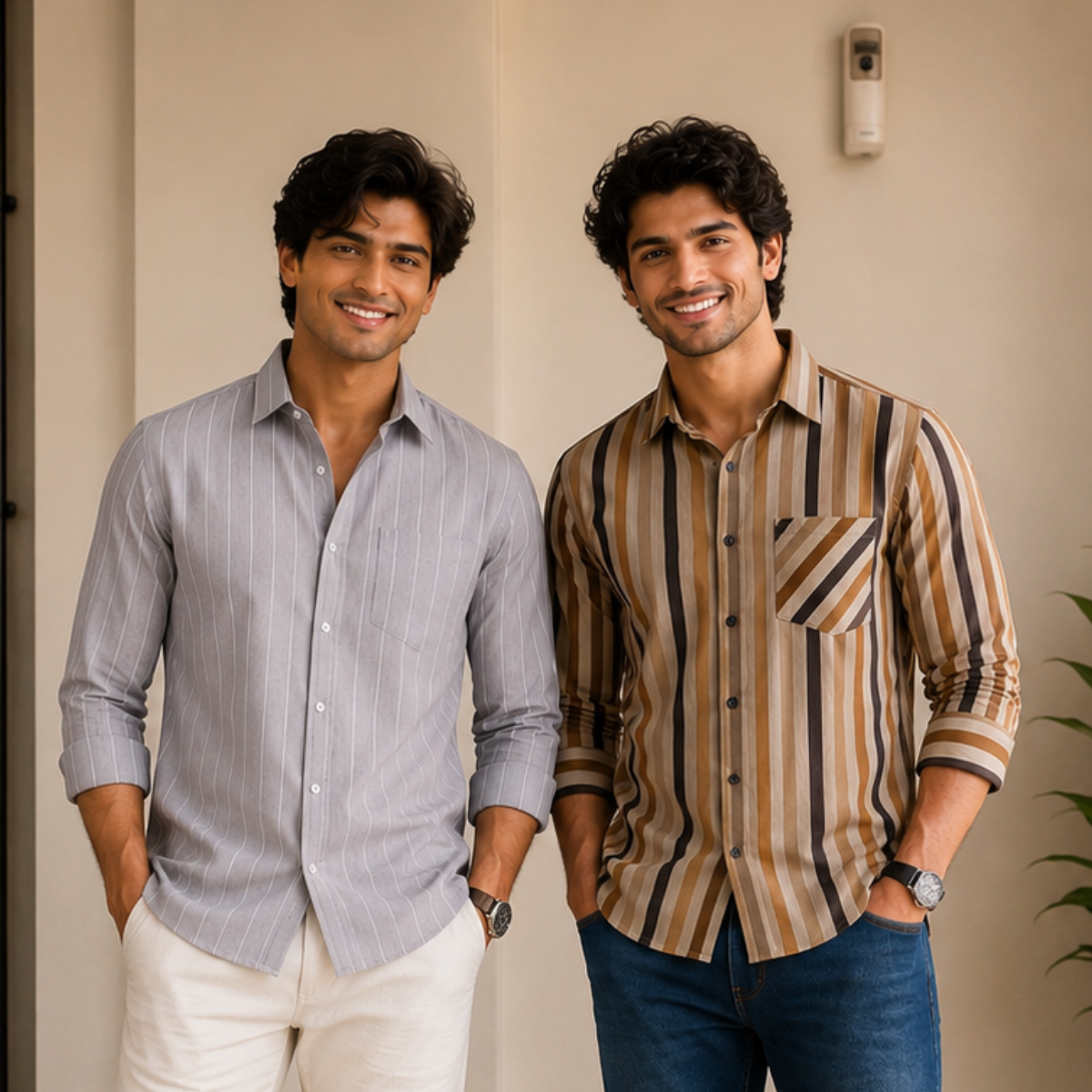 2 Pack Men’s Striped Shirts for Everyday Wear | SS-8