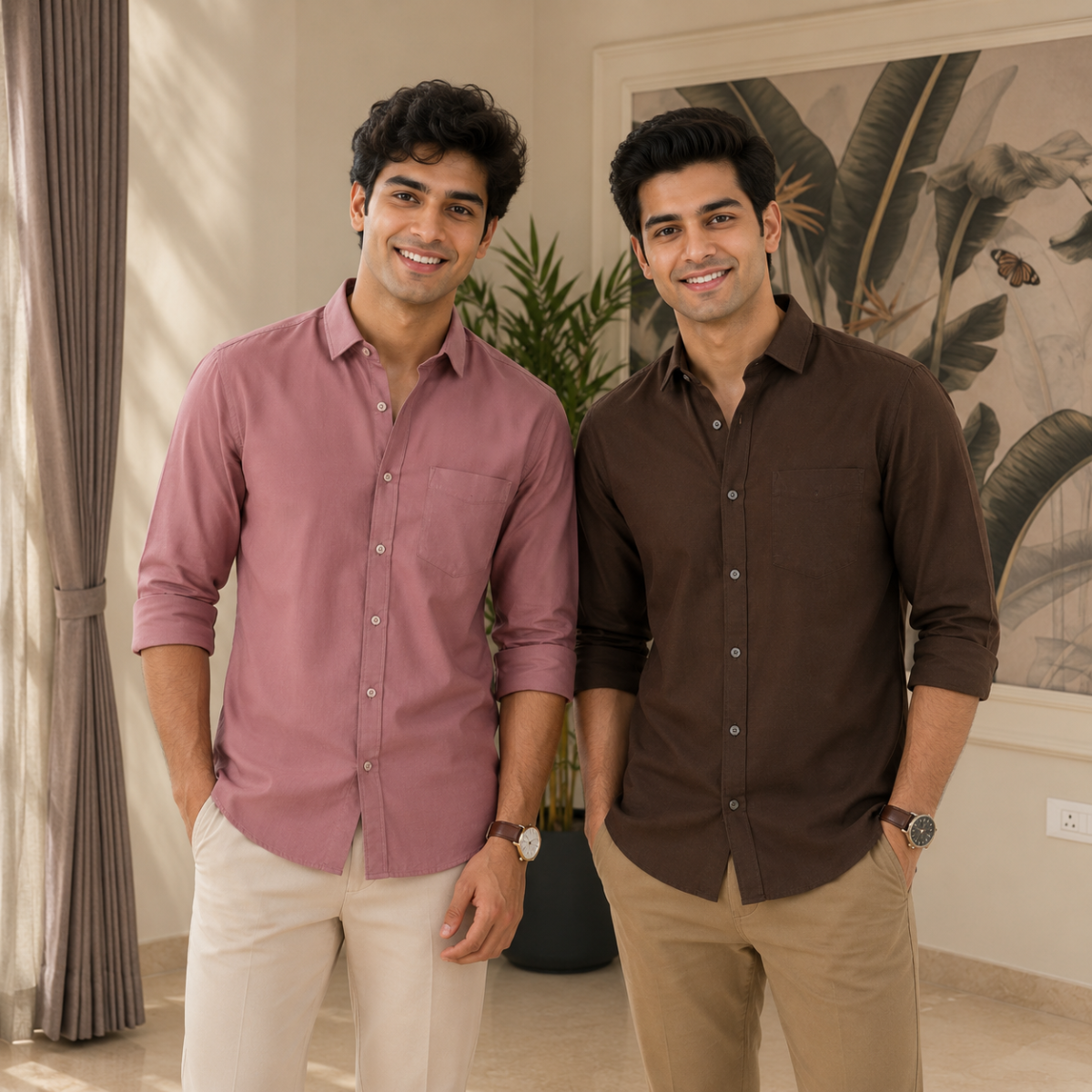 2 Pack Solid Shirts for Men ( S8 )