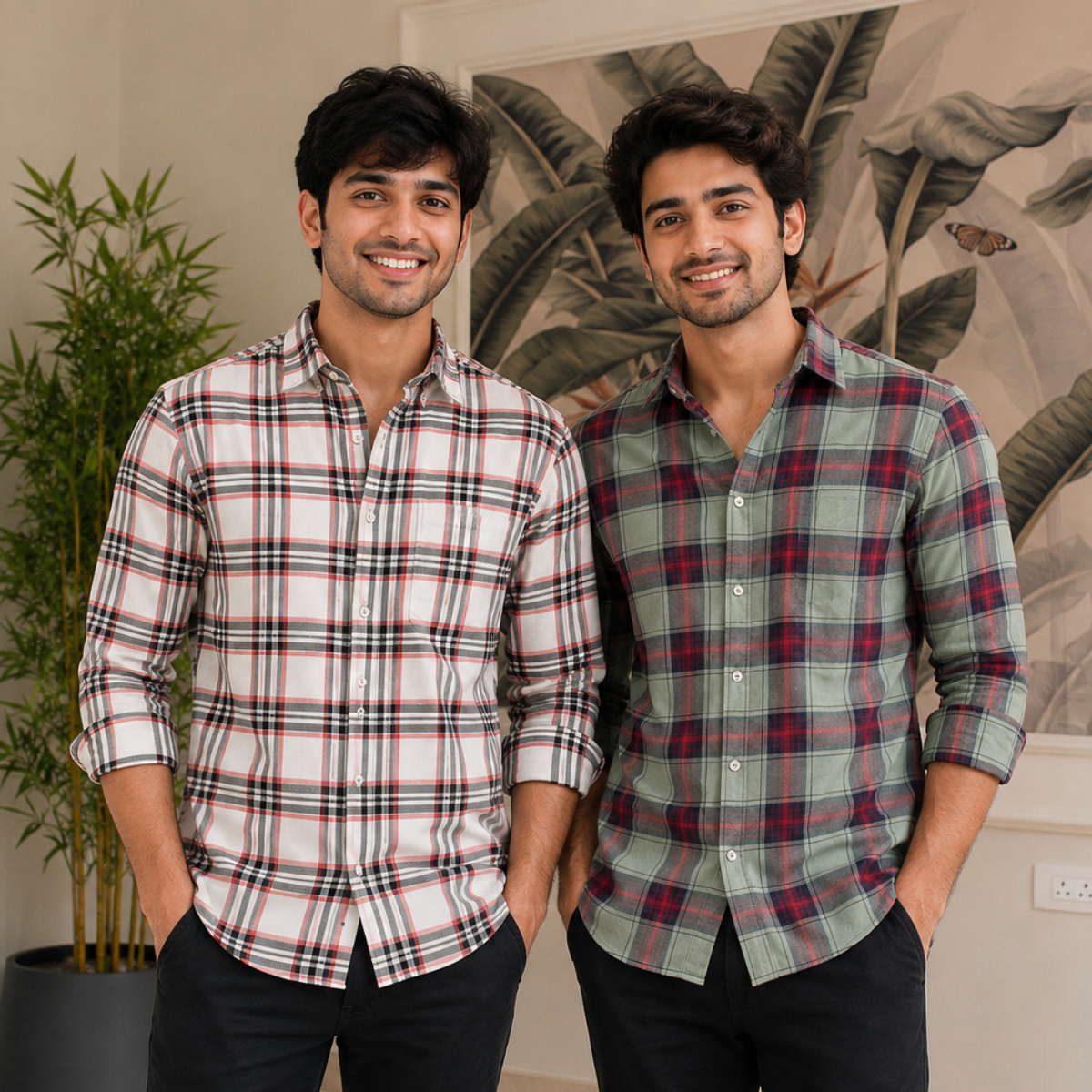 2 Pack Men’s Check Shirts | Smart Casual Look ( CS-8 )