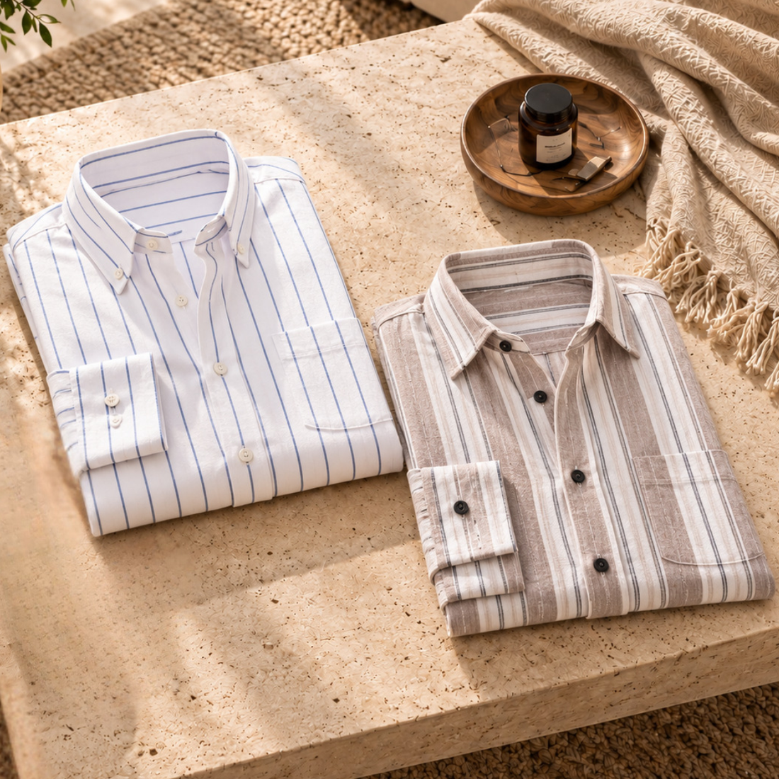 2 Pack Men’s Striped Shirts for Everyday Wear | SS-1