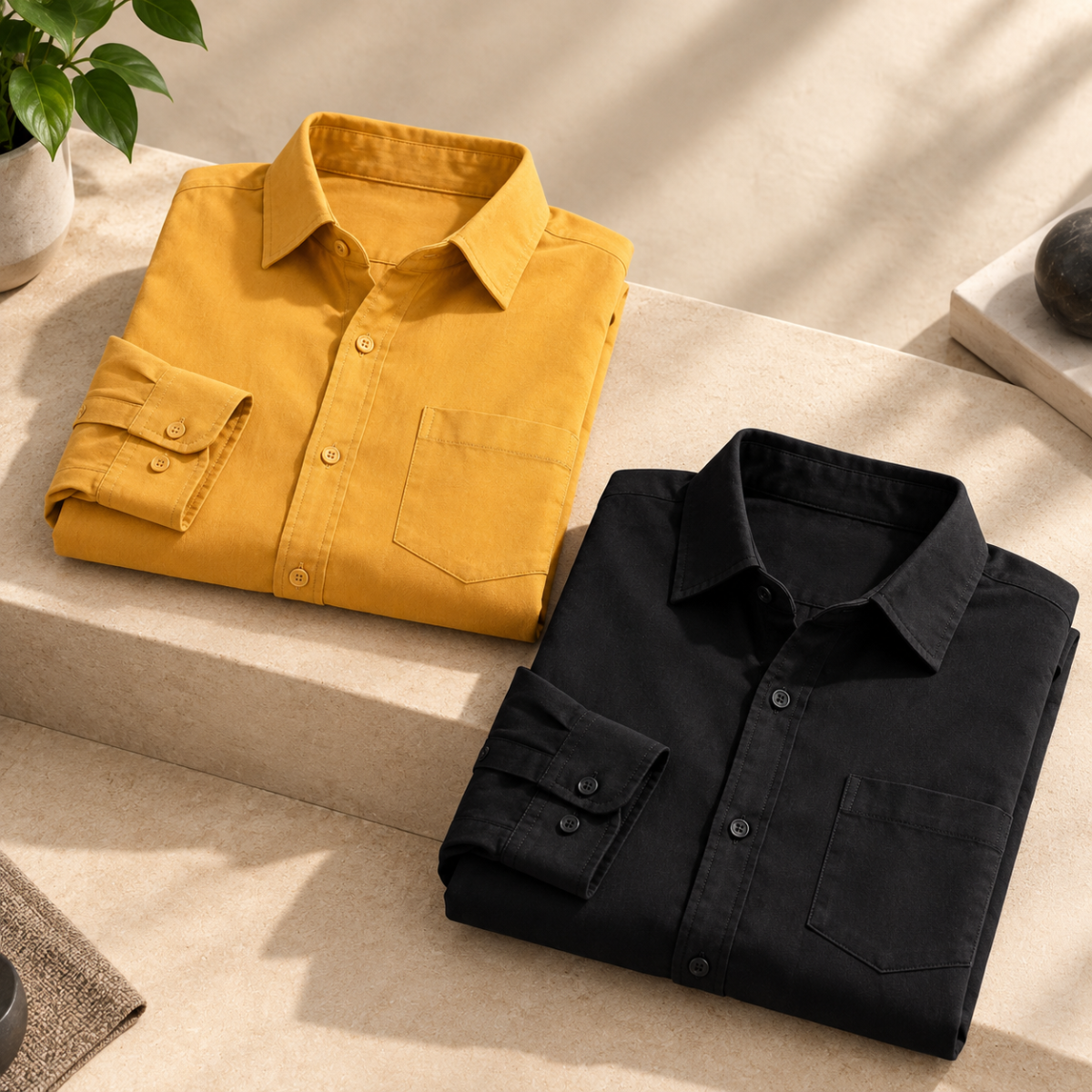 2 Pack Solid Shirts for Men ( S1 )