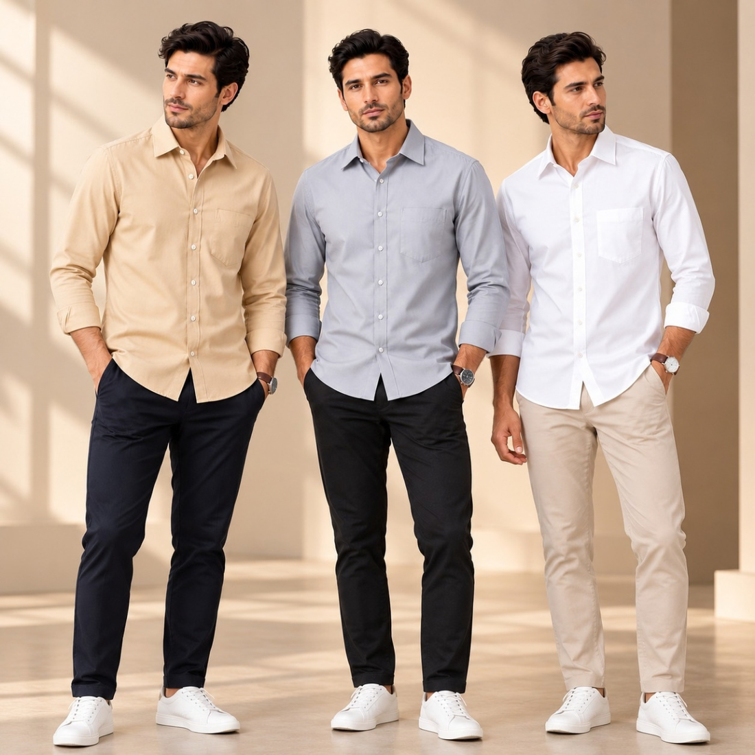 3 Pack Premium Solid Shirts for Men ( S1 )