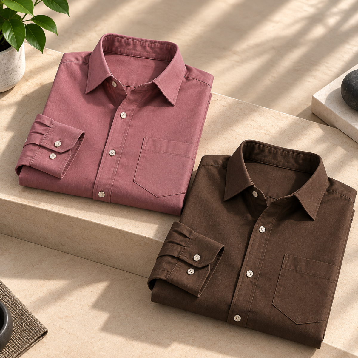 2 Pack Solid Shirts for Men ( S8 )