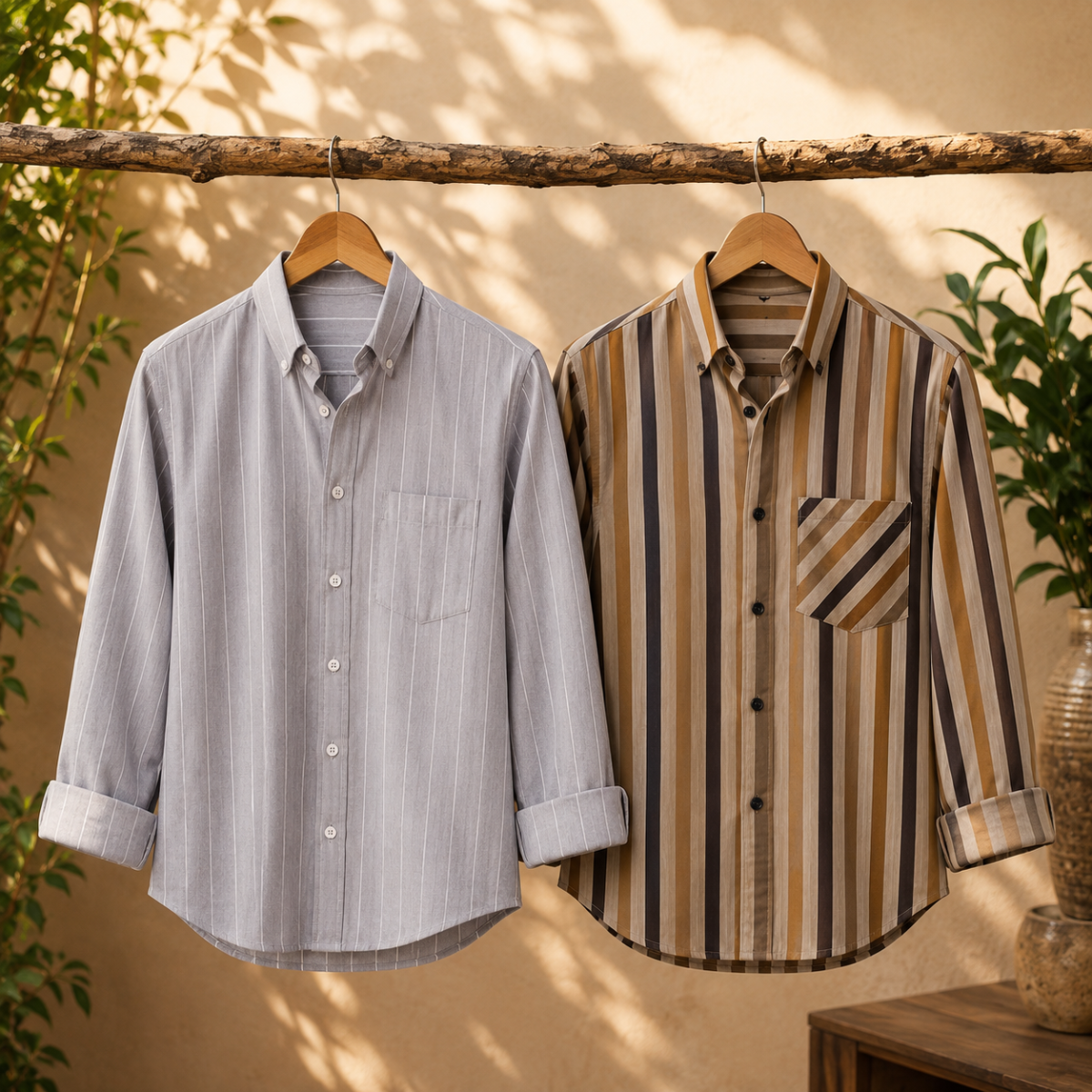 2 Pack Men’s Striped Shirts for Everyday Wear | SS-8