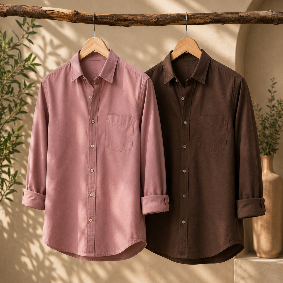 2 Pack Solid Shirts for Men ( S8 )