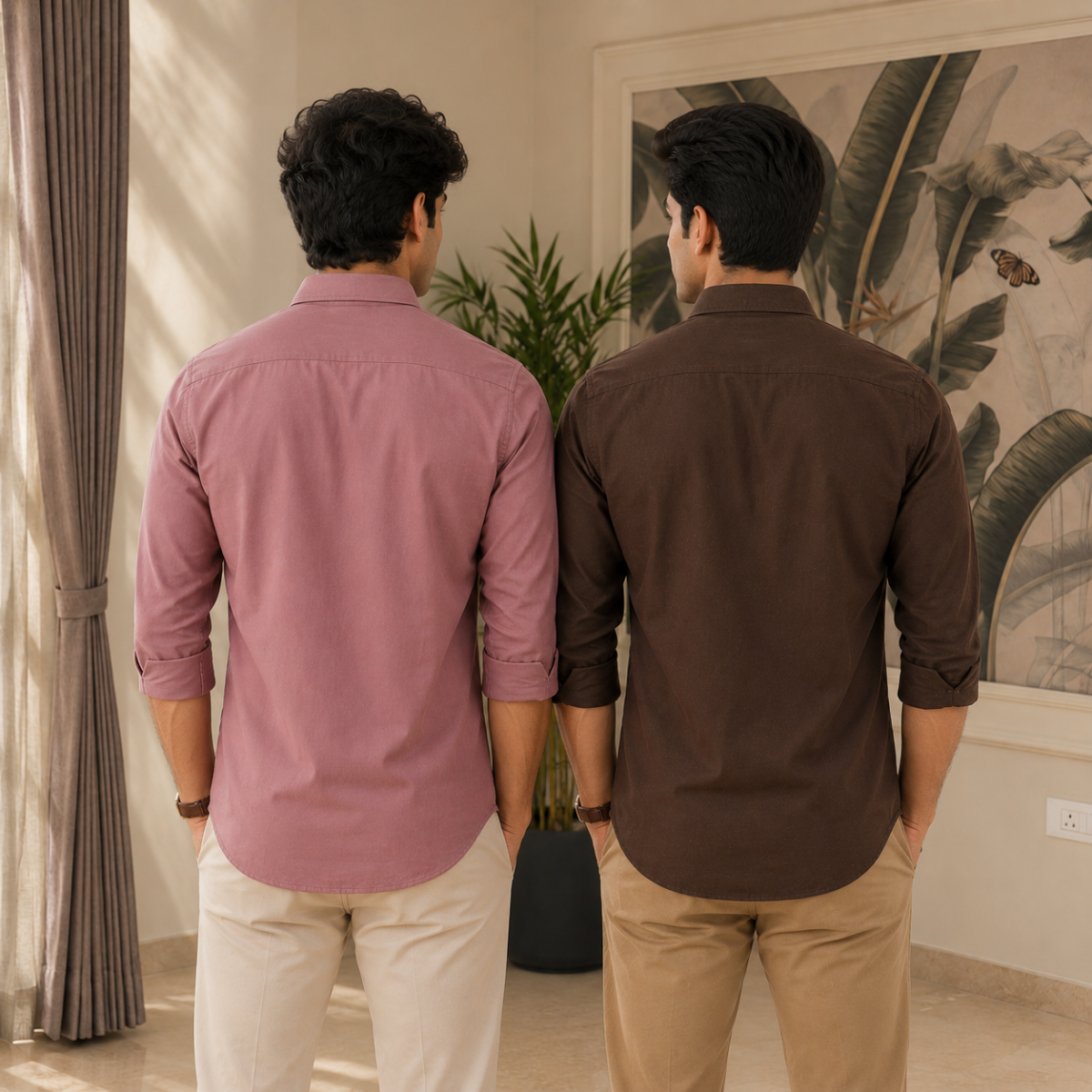 2 Pack Solid Shirts for Men ( S8 )