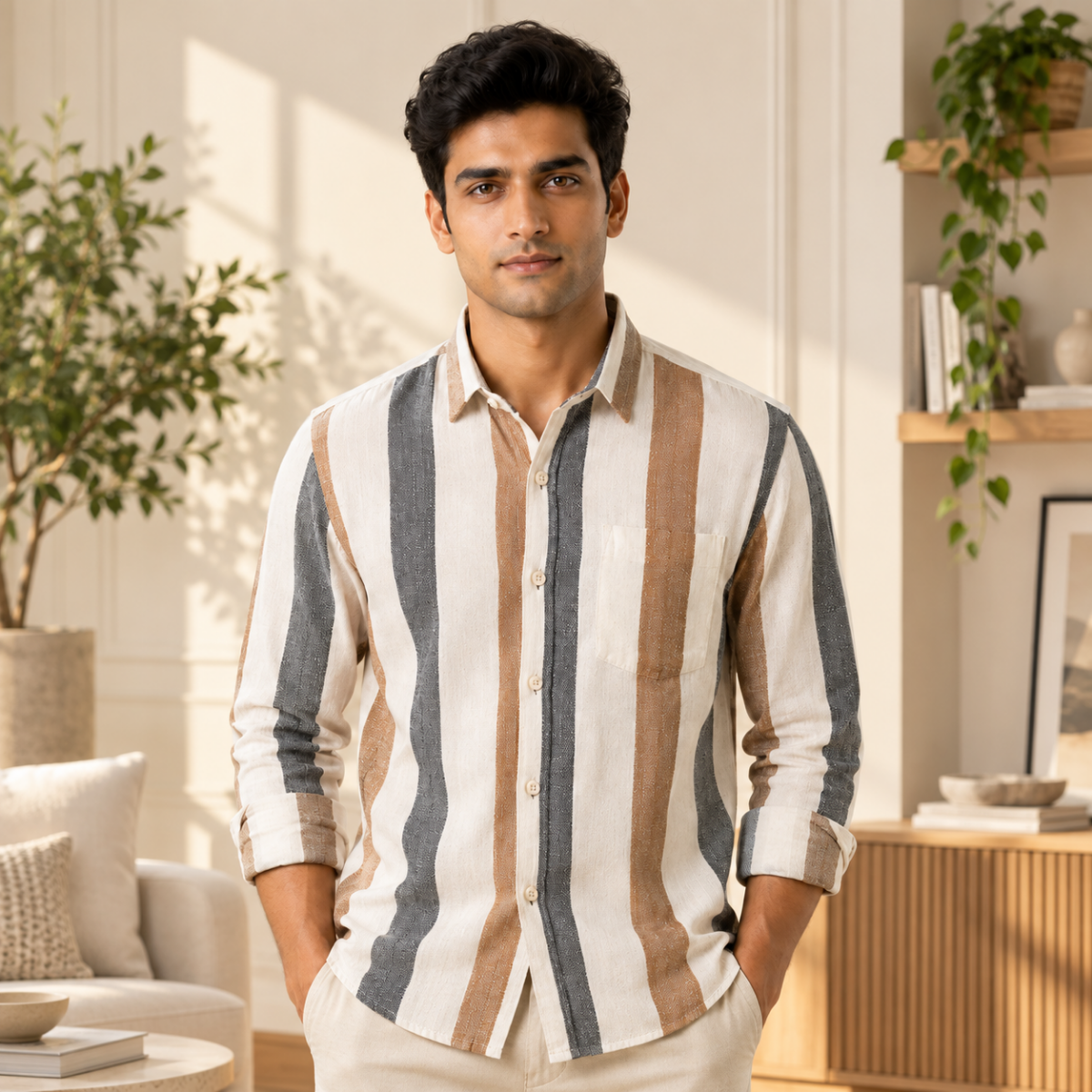 3 Pack Classic Fit Premium Striped Shirts for Men ( SS4 )