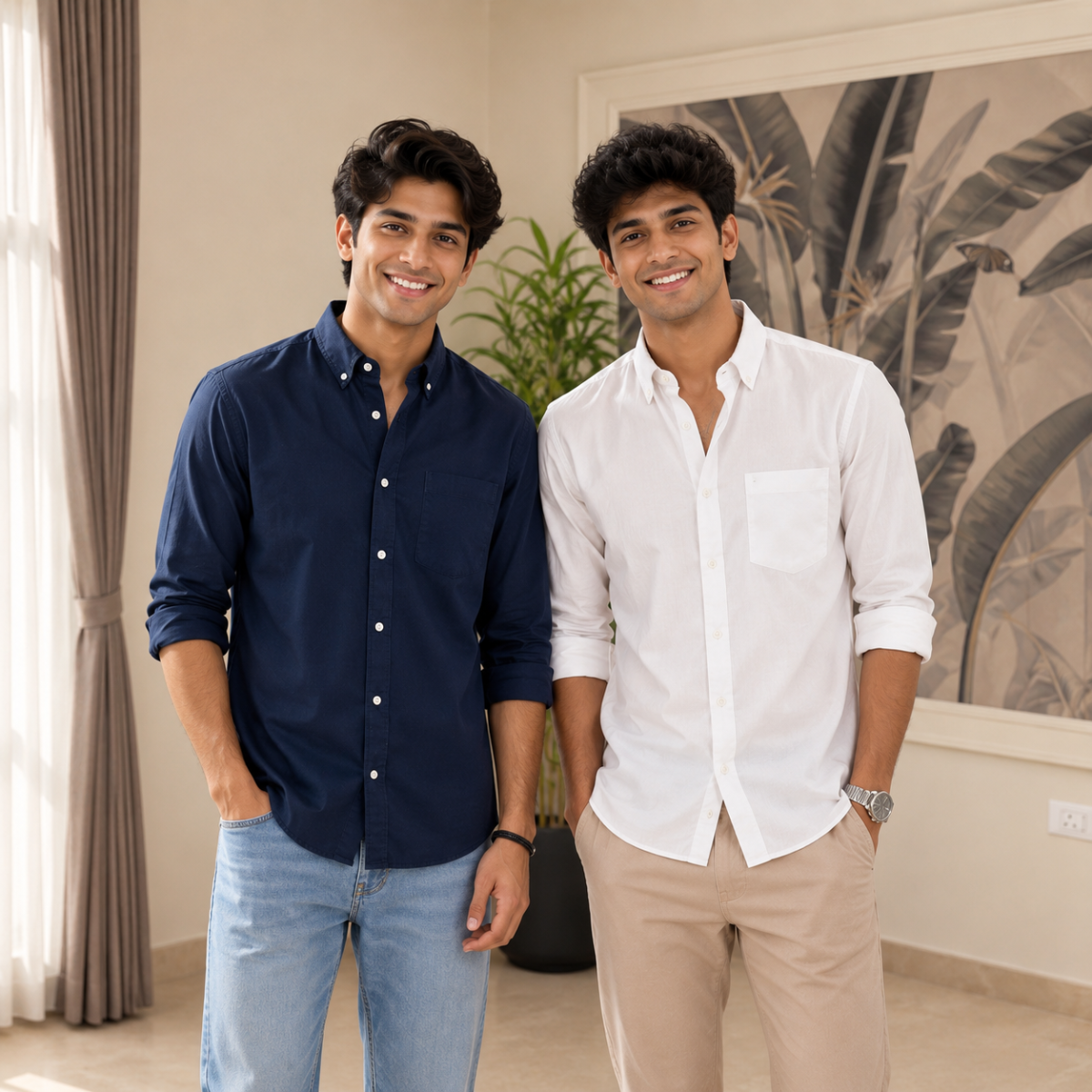 2 Pack Solid Shirts for Men ( S9 )