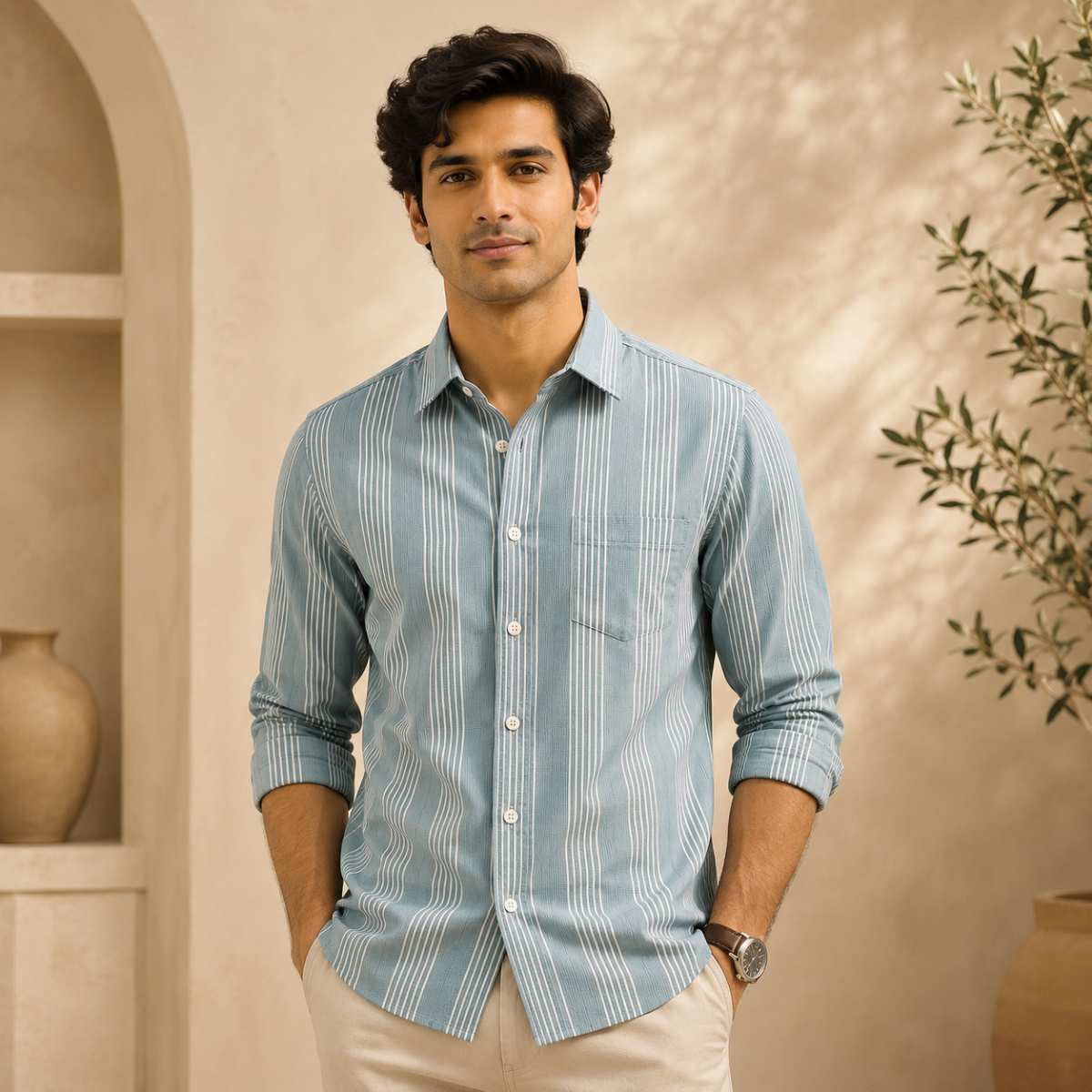 3 Pack Classic Fit Premium Striped Shirts for Men ( SS4 )