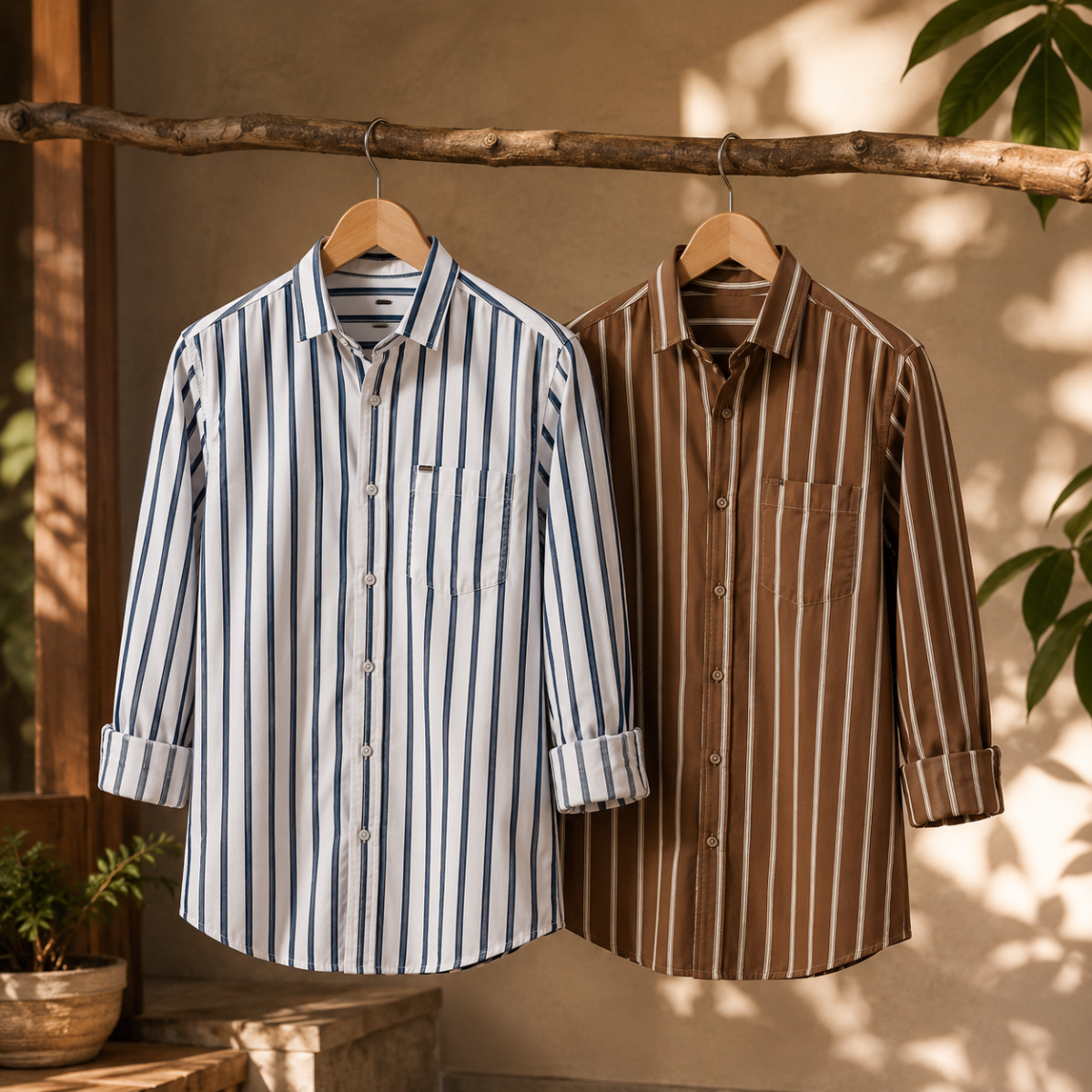 2 Pack Men’s Striped Shirts for Everyday Wear | SS-9