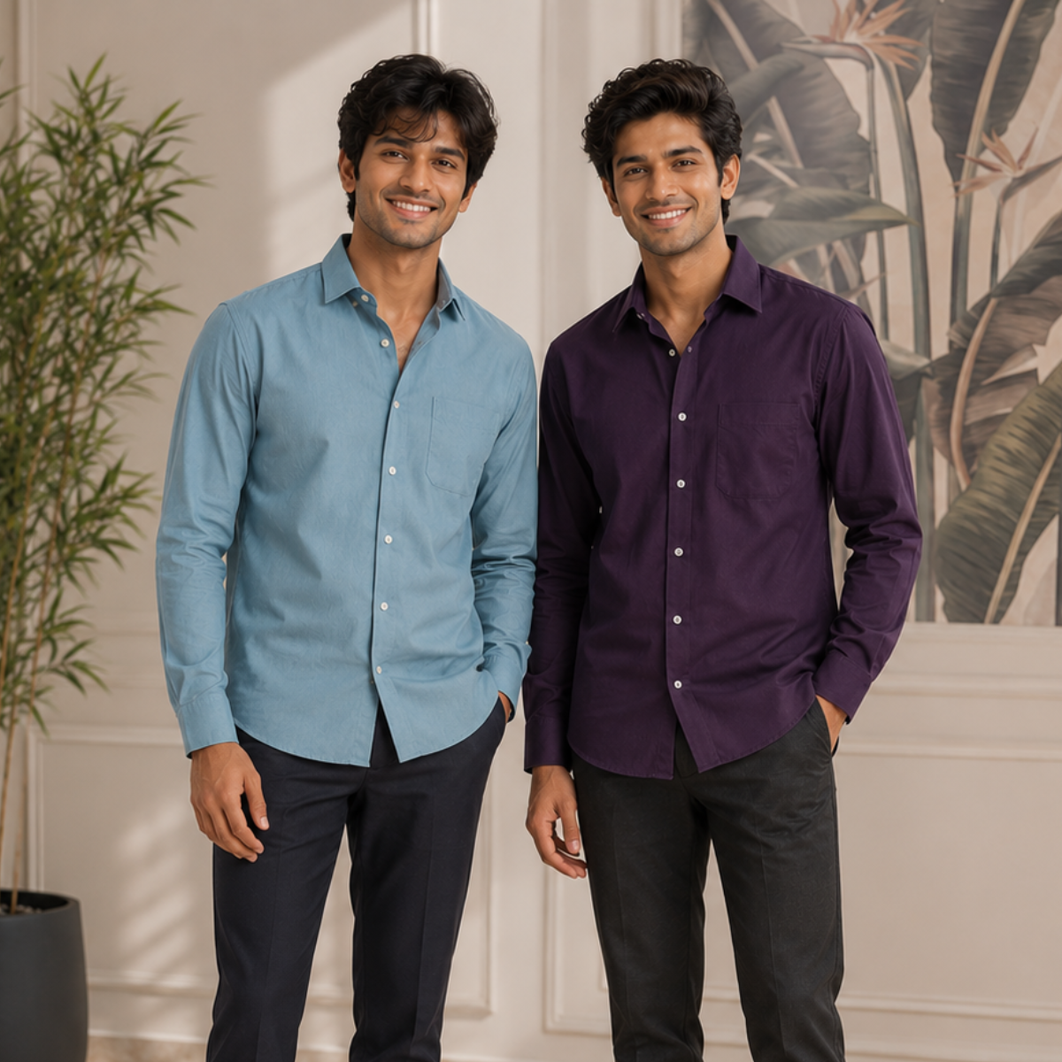 2 Pack Solid Shirts for Men ( S10 )
