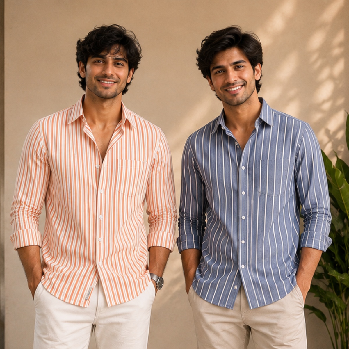 2 Pack Men’s Striped Shirts for Everyday Wear | SS-10
