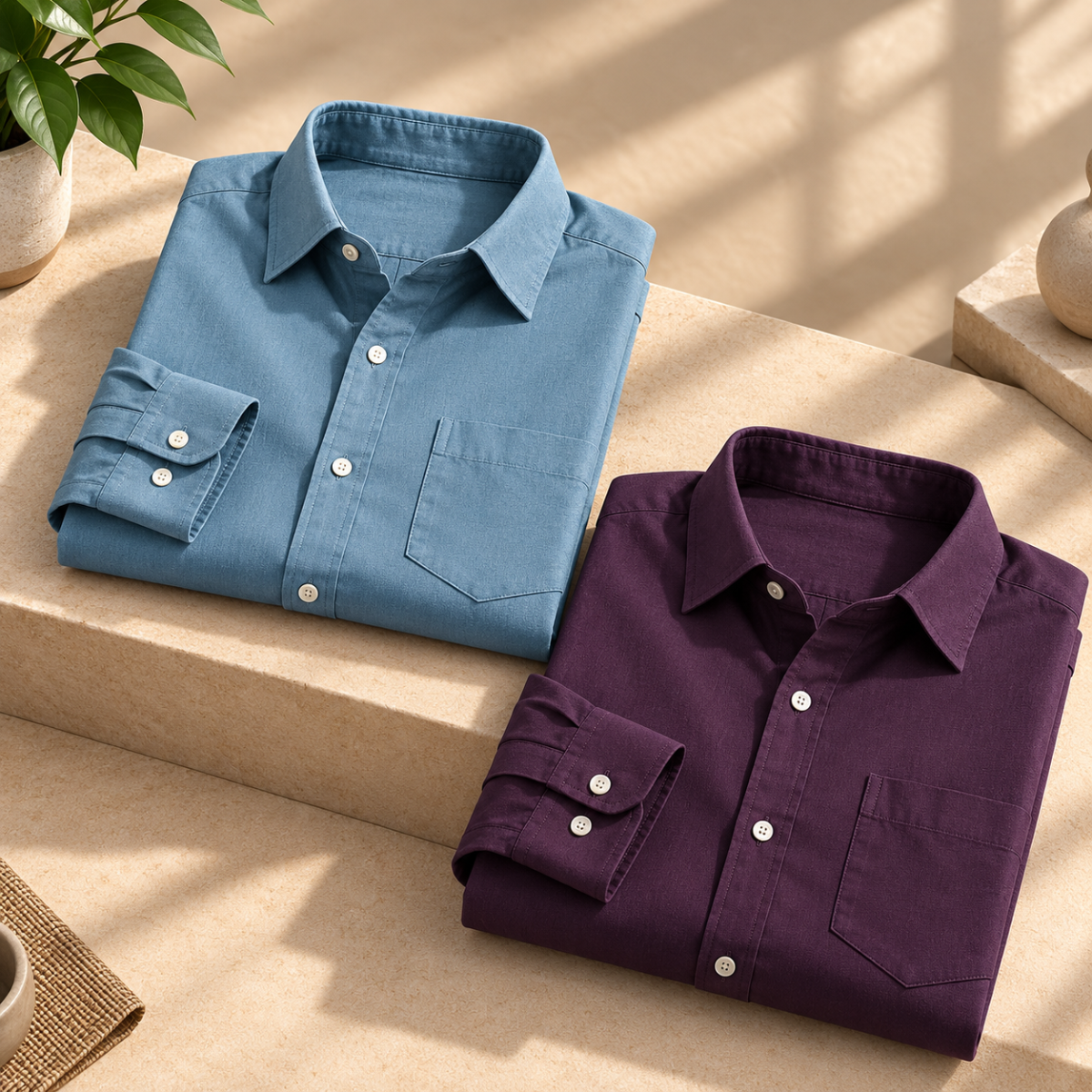 2 Pack Solid Shirts for Men ( S10 )