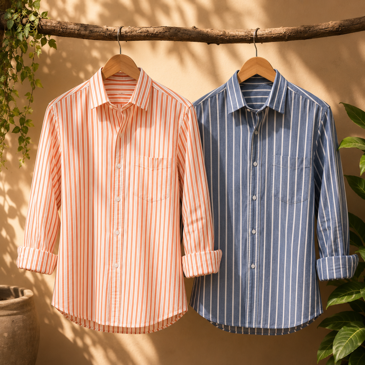 2 Pack Men’s Striped Shirts for Everyday Wear | SS-10