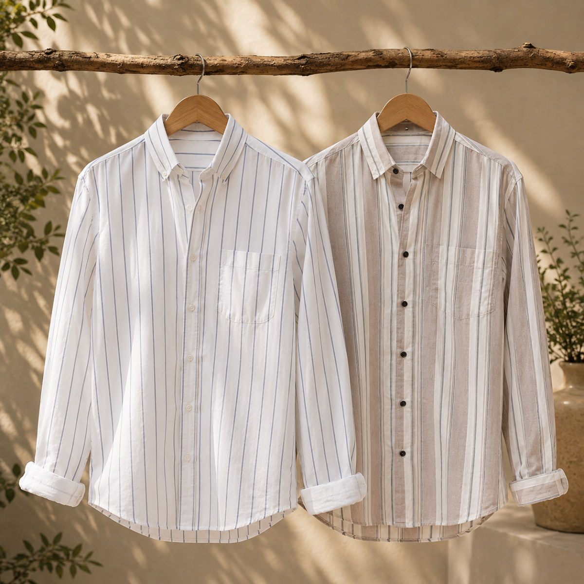 2 Pack Men’s Striped Shirts for Everyday Wear | SS-1