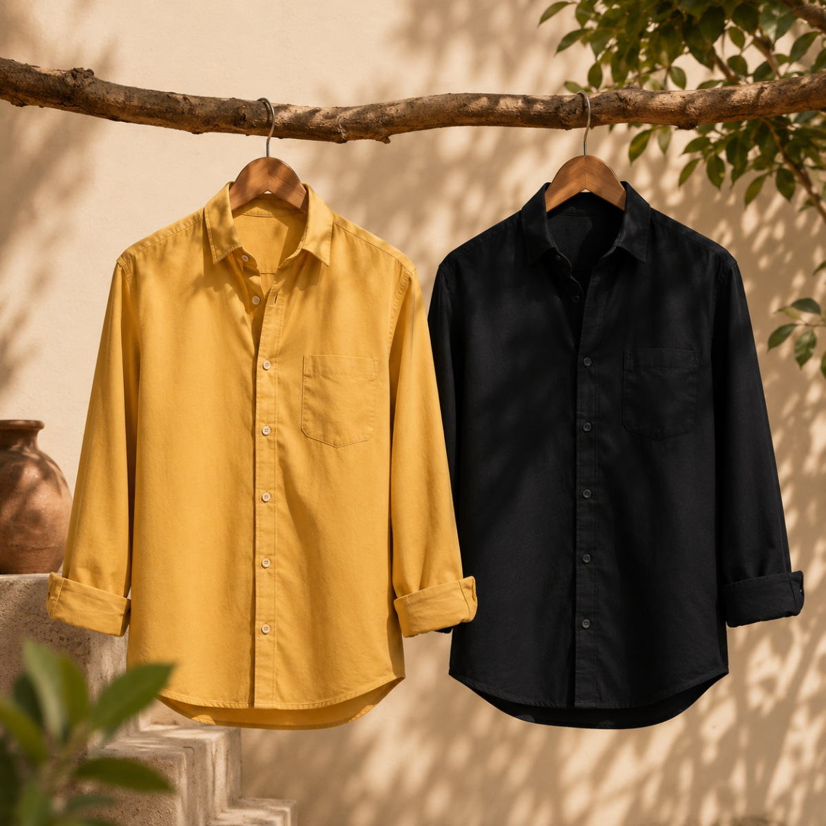 2 Pack Solid Shirts for Men ( S1 )