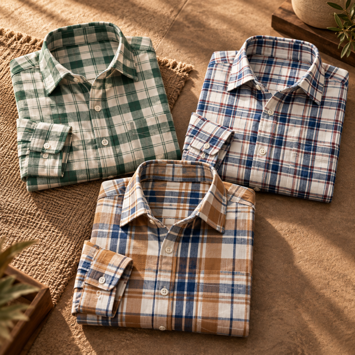 3 Pack Premium Checked Everyday Shirts for Men ( C5 )