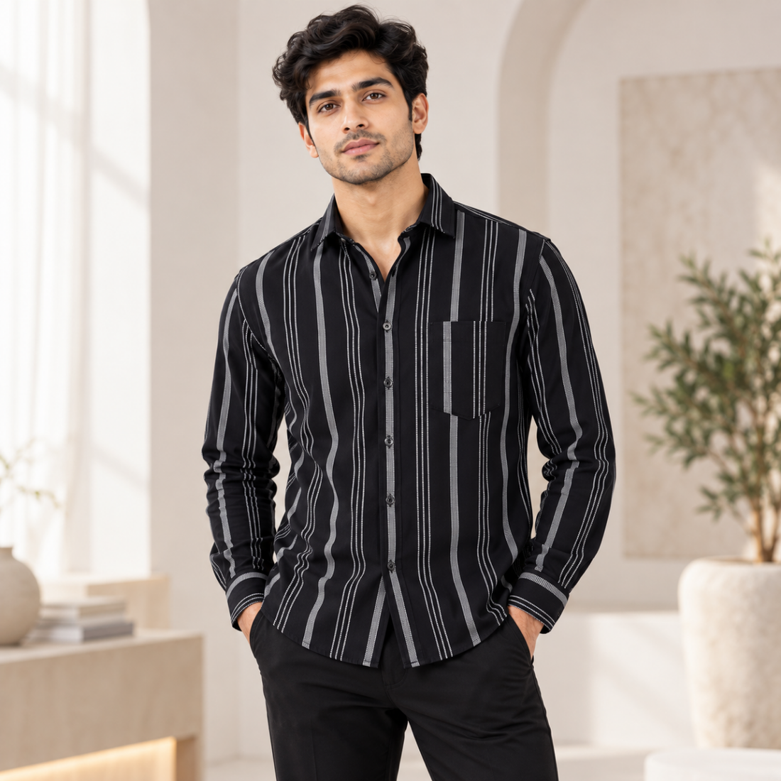 3 Pack Classic Fit Premium Striped Shirts for Men ( SS5 )