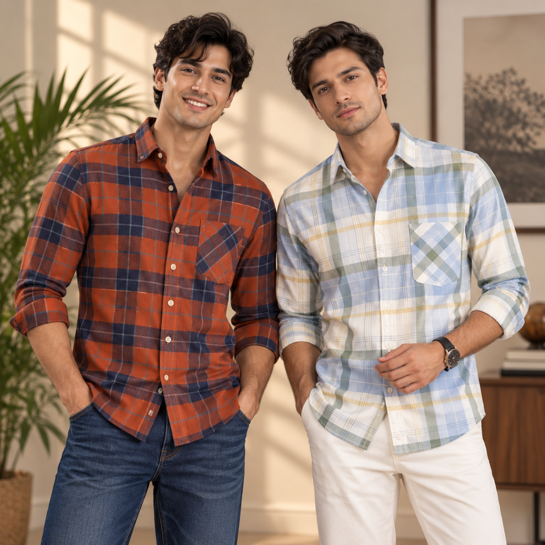 2 Pack Men’s Check Shirts | Smart Casual Look ( CS-14 )