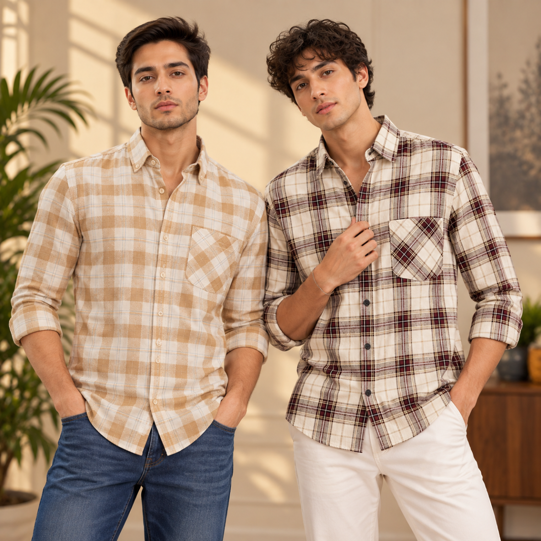 2 Pack Men’s Check Shirts | Smart Casual Look ( CS-15 )
