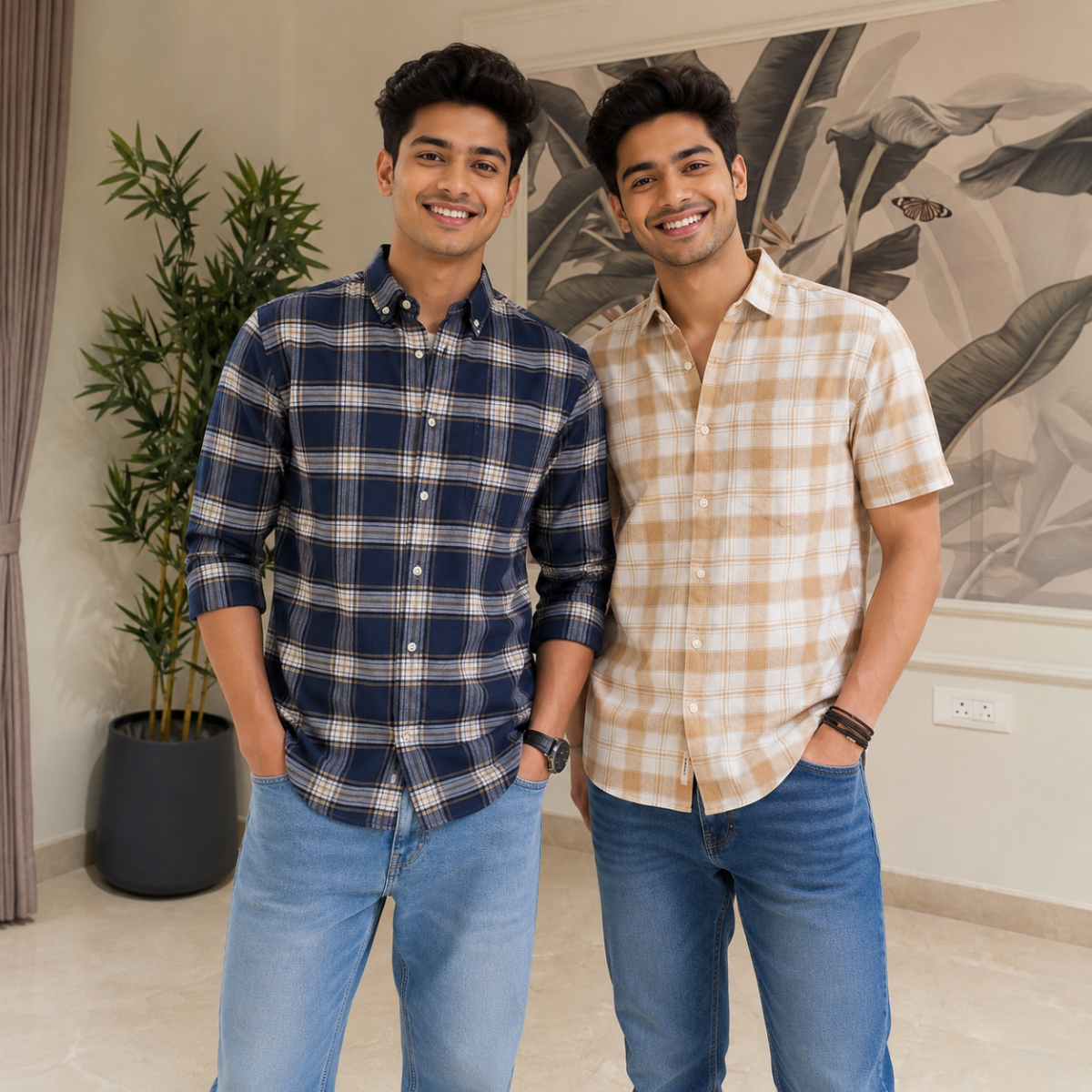 2 Pack Men’s Check Shirts | Smart Casual Look ( CS-2 )