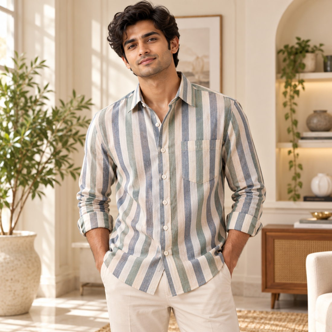 3 Pack Classic Fit Premium Striped Shirts for Men ( SS7 )