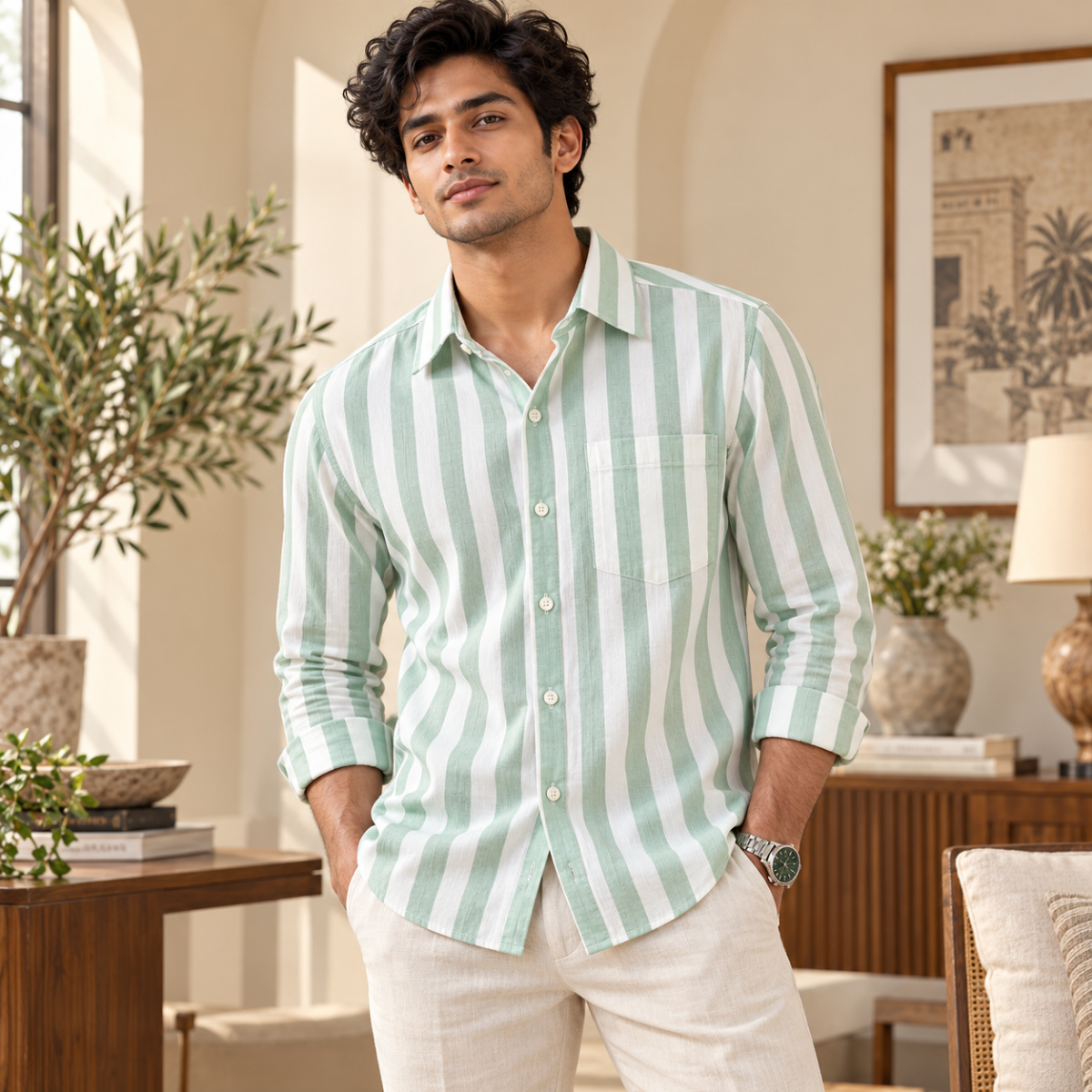 3 Pack Classic Fit Premium Striped Shirts for Men ( SS7 )