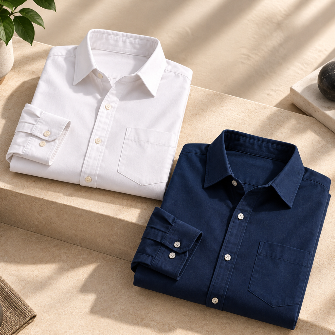 2 Pack Solid Shirts for Men ( S2 )